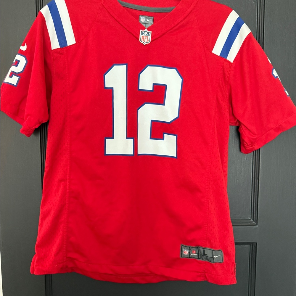NFL Red Patriots Jersey Tom Brady Youth Large